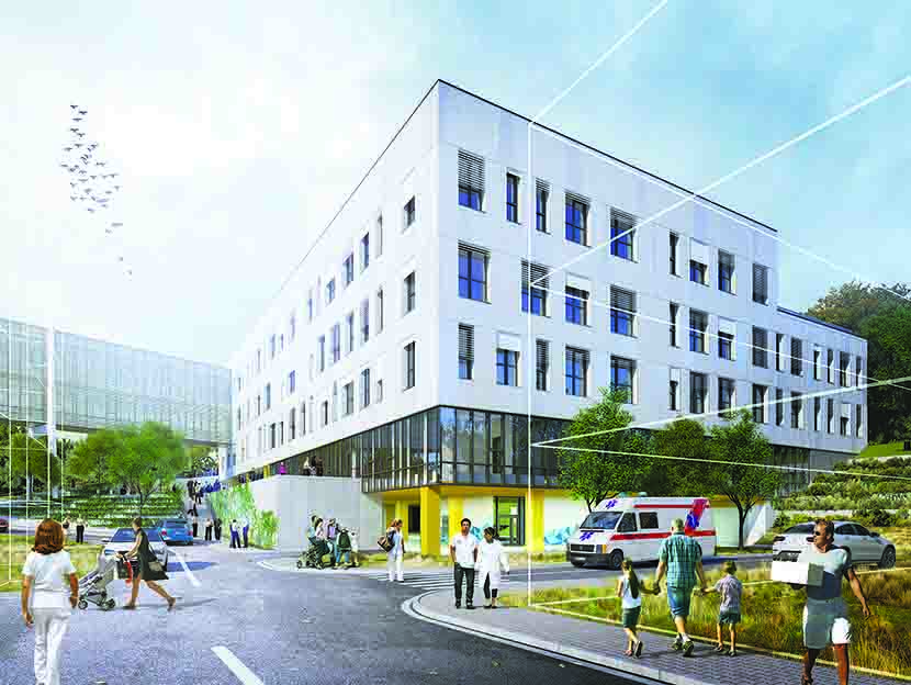 Novostavba pavilonu nemocnice v Pelhřimově pod autorským dozorem OBERMEYER HELIKA úspěšně pokračuje