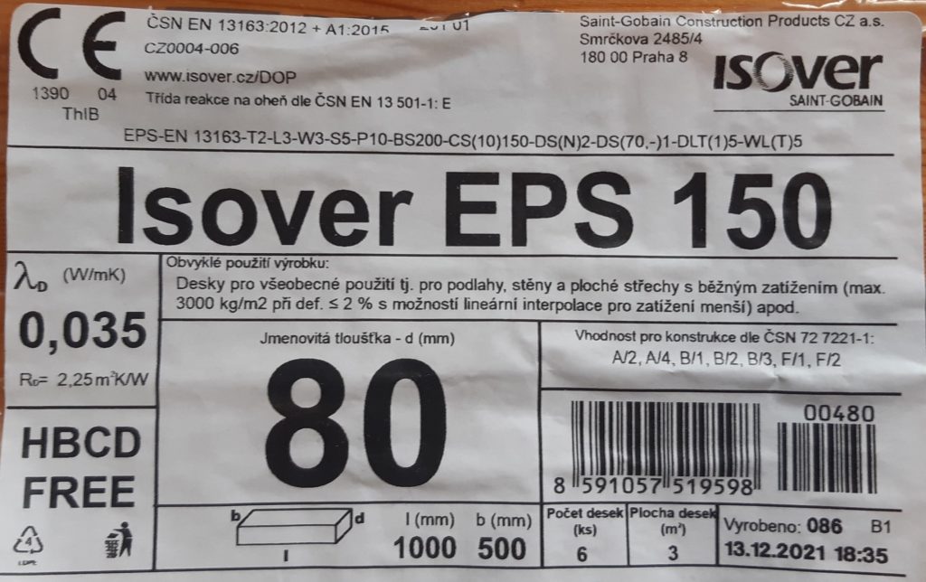 Polystyren ISOVER EPS 150, tlouštka 80mm,